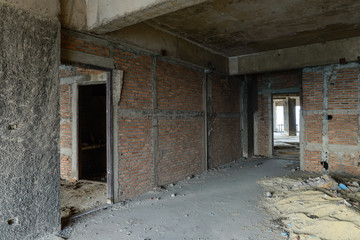 Fototapeta na wymiar Abandoned buildings interior.