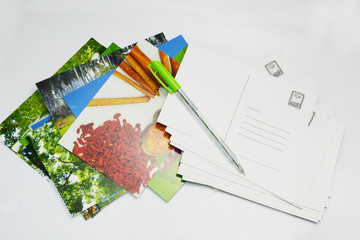 post cards on white bord
