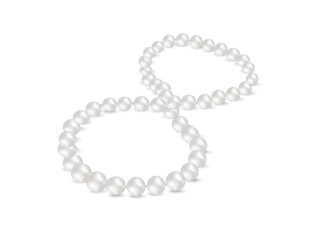 Necklace of pearl beads isolated on white. Photo-realistic vecto