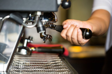 Fototapeta na wymiar .Coffee machine prepare