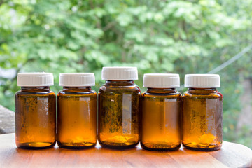 Used glass bottles for recycle