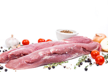 uncooked raw meat fillet with spices