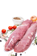 uncooked raw meat fillet with spices
