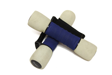 One kilo dumbbells on white background