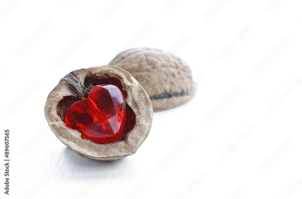 Sticker crystal red heart inshell walnut - Stickers