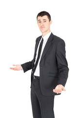 Handsome businnessman doing different expressions in different sets of clothes