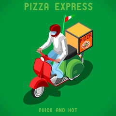 Pizza Delivery People Isometric