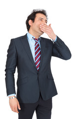 Handsome arabic man doing different expressions in different sets of clothes: yawn