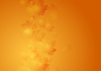 Autumn orange gradient background with blurred maple leaves