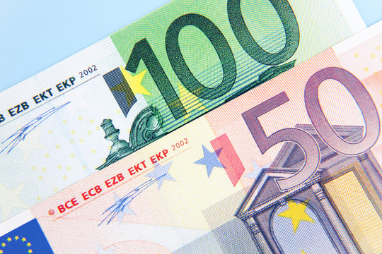 150 euro on light blue background