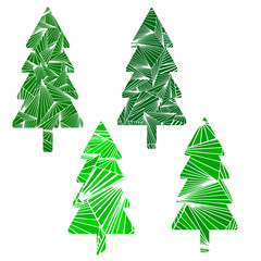 Set of four Christmas trees. Isolated on white.