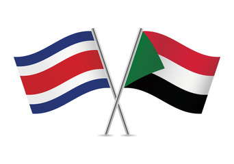 Sudan and Costa Rica flags. Vector illustration.
