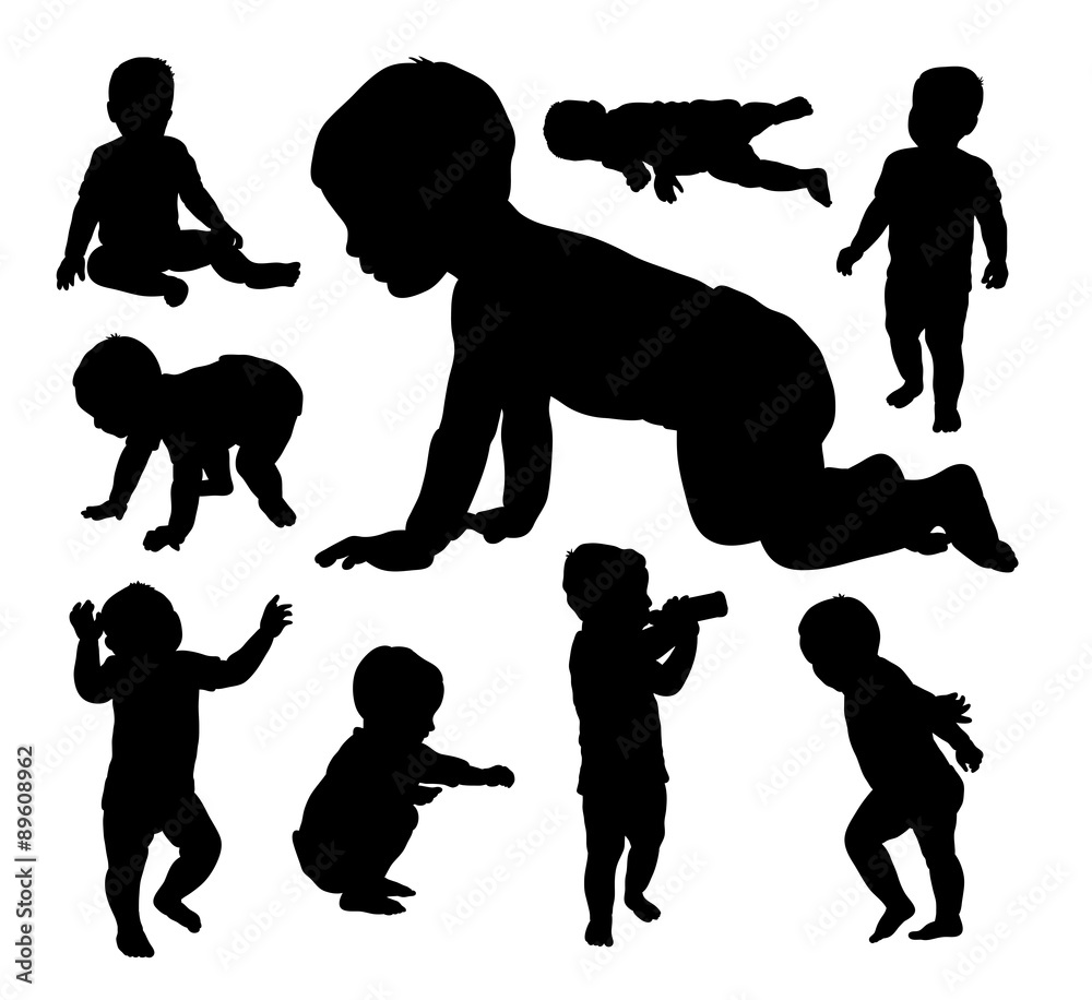 Poster baby playing silhouettes