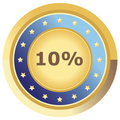 Prozent Button in dunkel blau auf weißem Hintergrund