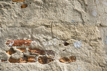 Old weathered brick wall fragment, use as background