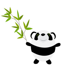 Cute Little Panda with Bamboo Leaves