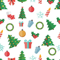 Happy New Year and Marry Christmas Seamless Pattern Background 