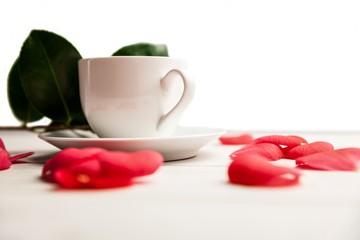 Cup of herbal tea on table
