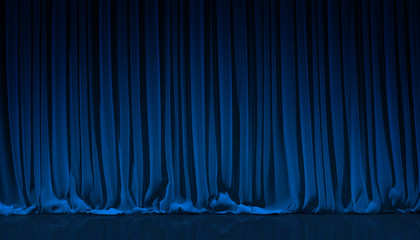 Blue curtain in theater. - obrazy, fototapety, plakaty