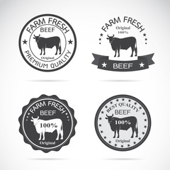 Fototapeta premium Set of vector an cow label on white background