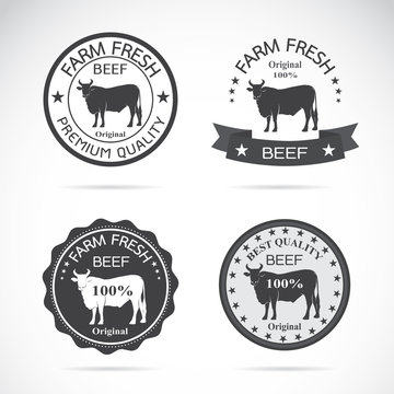 Set of vector an cow label on white background
