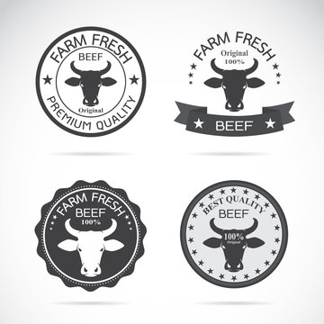Set of vector an cow label on white background