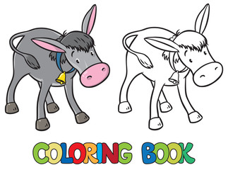 Coloring book of funny donkey 