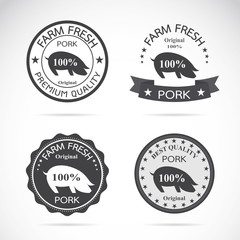 Set of vector an pig label on white background