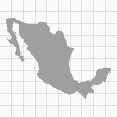 Squared Paper with the Shape of the Country of  Mexico