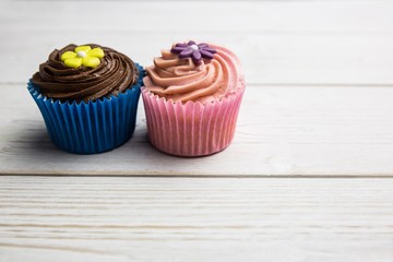 Delicious cupcakes on a table