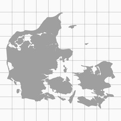 Squared Paper with the Shape of the Country of  Denmark