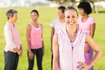 Smiling blonde wearing pink 