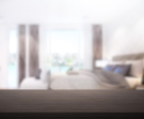 Table Top And Blur Background In Bedroom