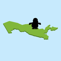 3D map on blue water with Santa background of  Uzbekistan