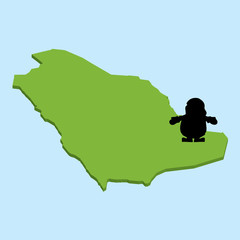 3D map on blue water with Santa background of  SaudiArabia