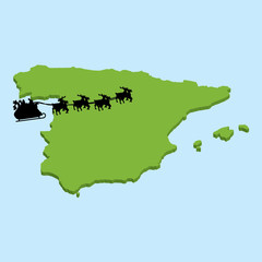 3D map on blue water with Santa background of  Spain