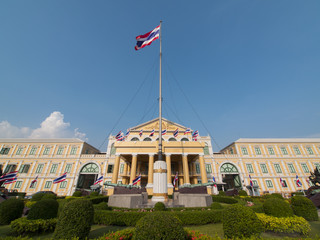 Fototapeta na wymiar Thai Ministry of Defence headquarters in Bangkok, Thailand.