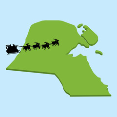 3D map on blue water with Santa background of  Kuwair