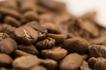 Background coffee. Roasted beans on old wooden background