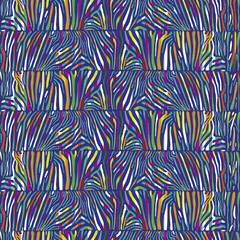 Seamless pattern with multicolored Zebra skin 