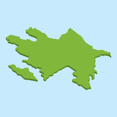 3D map on blue water background of  Azerbaijan