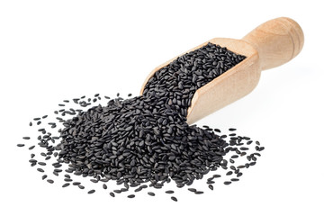 black sesame in the wooden shovel, (large depth of field, taken with tilt shift lens)