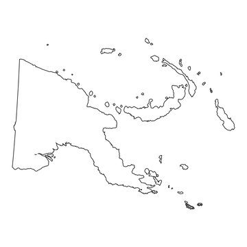 High detailed Outline of the country of  PapuaNewGuinea