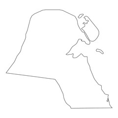 High detailed Outline of the country of  Kuwair