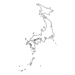 High detailed Outline of the country of  Japan