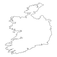 High detailed Outline of the country of  Ireland