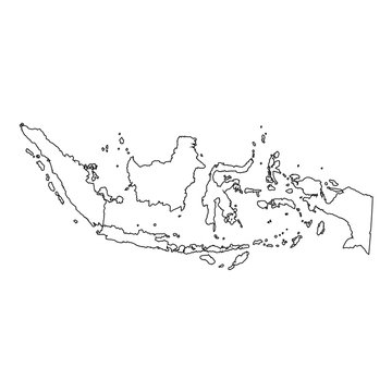 High detailed Outline of the country of  Indonesia