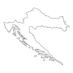 High detailed Outline of the country of  Croatia