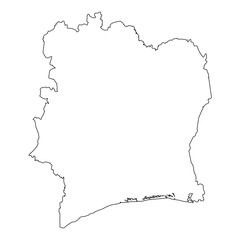 High detailed Outline of the country of  CoteDivoire