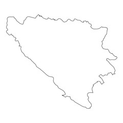 High detailed Outline of the country of  Bosnia
